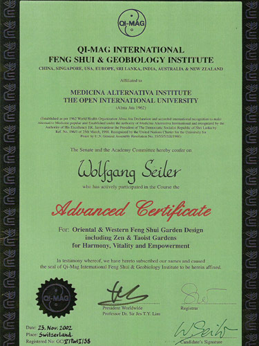 »Feng Shui Zertifikat«