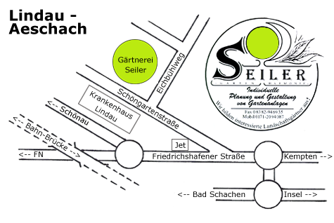 Anfahrtsbeschreibung der Gärtnerei Seiler in Lindau-Aeschach